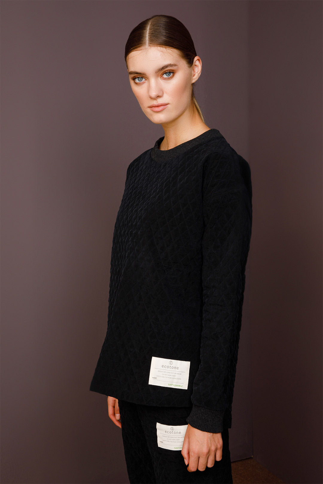 Brooklyn Oversize Quilted Sweatshirt - Black