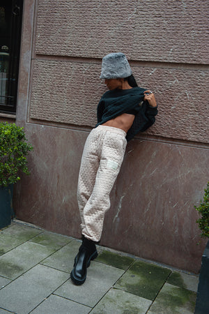Brooklyn Quilted Jogger Pants - Powder